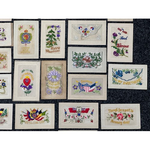 5139 - WW1 British Silk Postcard Collection comprising of over 50 different cards. Some with greetings writ... 