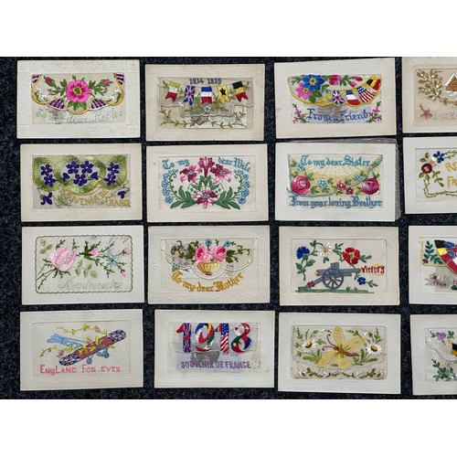 5139 - WW1 British Silk Postcard Collection comprising of over 50 different cards. Some with greetings writ... 