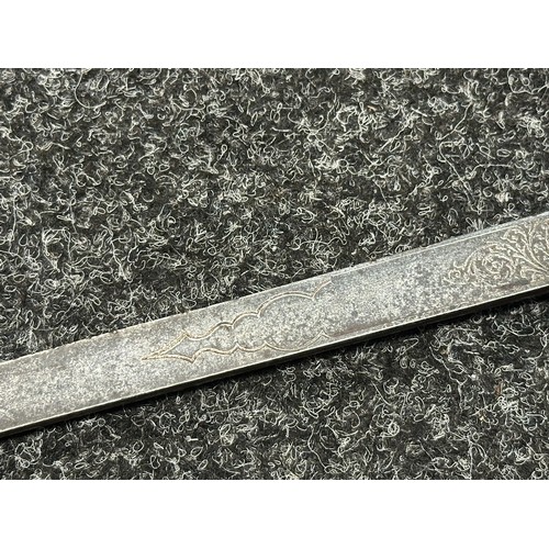 5141 - WW1 British Officers Presentation Sword with single edged fullered blade with etched dedication 