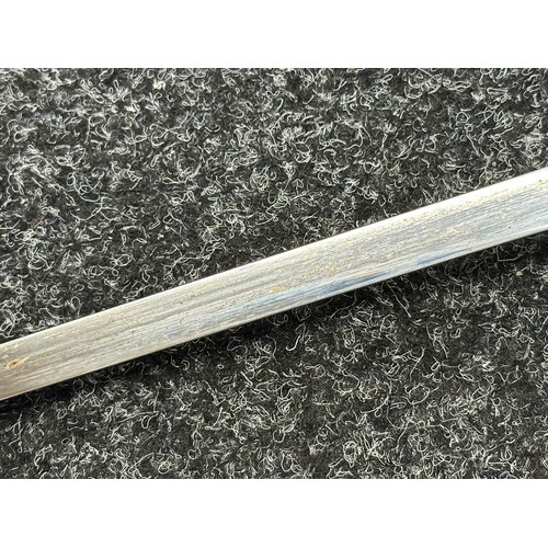 5145 - WW1 GRV Scots Guards Officers Sword with fullered etched plated blade with initial 