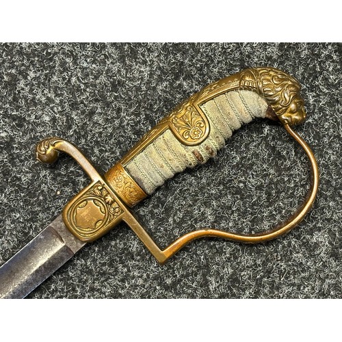 5157 - WW1 Imperial German Artillery Officers Lion Head sword with fullered single edged blade 767mm in len... 