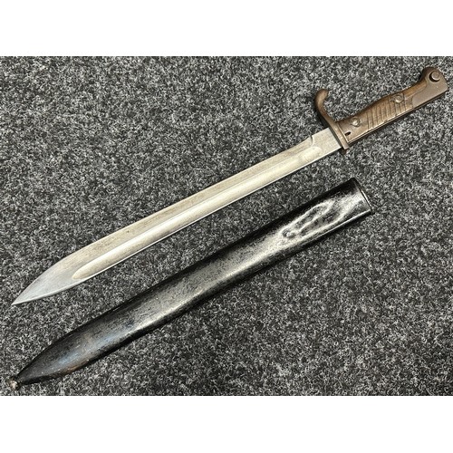 5159 - WW1 Imperial German Army Mauser Butcher Bayonet with single edged fullered blade 365mm in length, ma... 