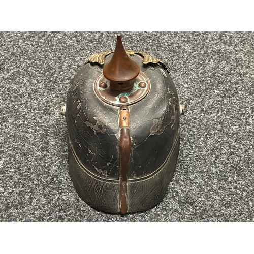 5162 - WW1 Imperial German Pickelhaube Helmet with Prussian Helmet Plate. Ersatz metal bodied example. Comp... 