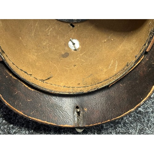 5163 - WW1 Imperial German Pickelhaube Helmet complete with Prussian Helmet plate. Original chinstrap. Late... 