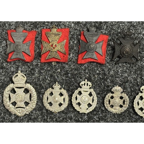 5176 - Collection of British Light Infantry Regiment Cap Badges, collar dogs and Sweetheart badges to inclu... 