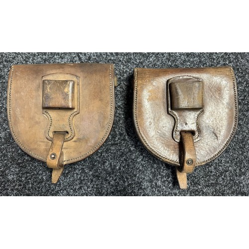 5184 - British Army Leather Spare Horse Shoe Pouches, one pair maker marked and dated 1936.