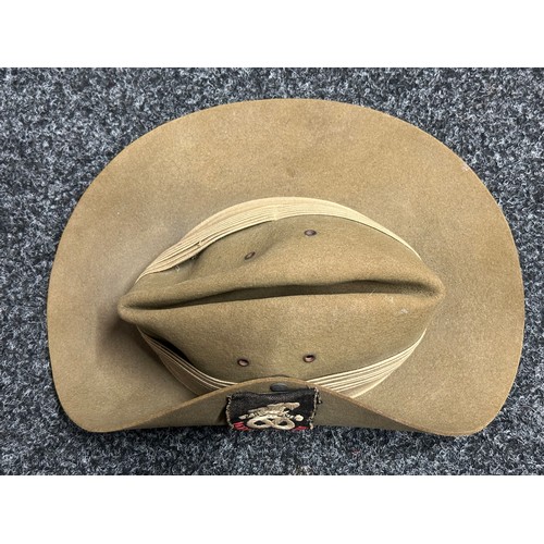 5188 - WW2 British North Stafford Regiment Slouch Hat. Complete with brown leather sweatband and black leat... 