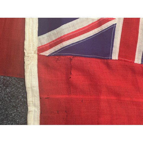 5229 - WW2 British Merchant Navy Red Ensigns x 2. One sized 167cm x 86cm the other 96cm x 49cm. Both multip... 