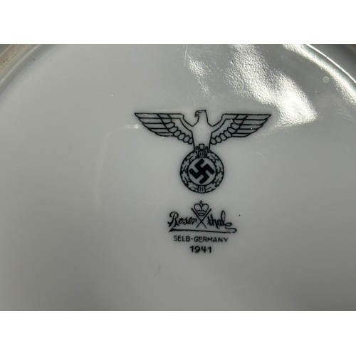 5240 - WW2 Third Reich Heer Mess Hall Ceramic Soup Bowls. Both with Heer Eagle and maker marked and dated 