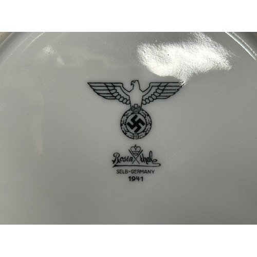 5240 - WW2 Third Reich Heer Mess Hall Ceramic Soup Bowls. Both with Heer Eagle and maker marked and dated 