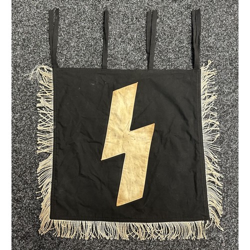 5247 - WW2 Third Reich DJ Trumpet Banner. Multipart construction, white rune on black backing. Size 47cm x ... 