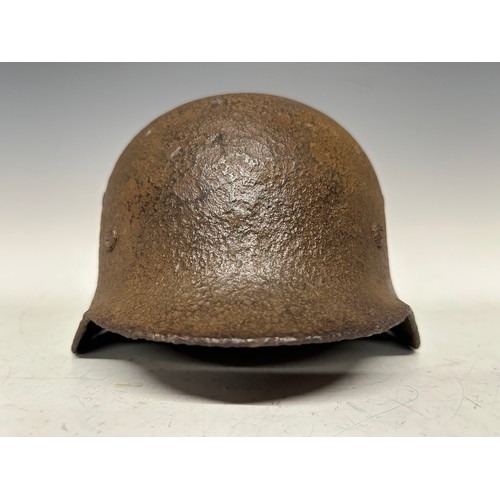 5249 - WW2 Third Reich Heer M40 Steel Helmet in relic condition. Retains most of the liner band. Rust pitte... 