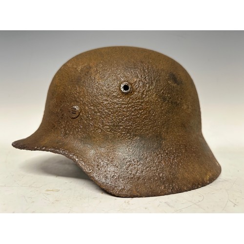 5249 - WW2 Third Reich Heer M40 Steel Helmet in relic condition. Retains most of the liner band. Rust pitte... 