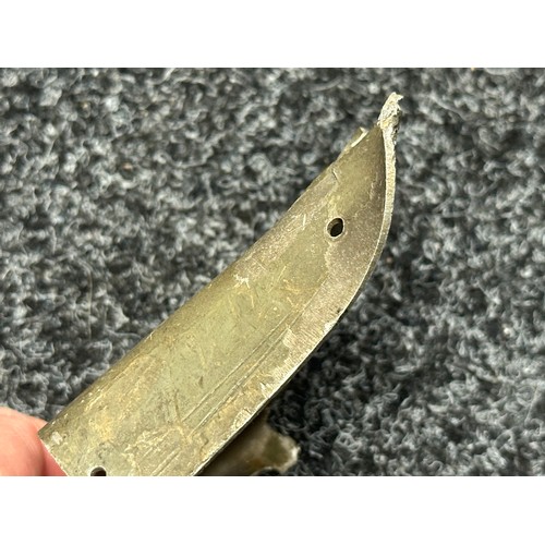 5266 - WW2 Third Reich Battle of Britain ME110 relic aircraft alloy with original paint inscribed 