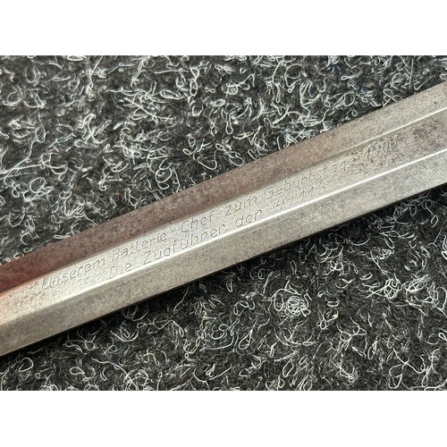 5267 - WW2 Third Reich Luftwaffe Flak Officers Dagger with double edged blade 245mm in length, no makers ma... 