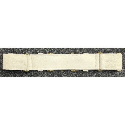 5281 - Post War British Army Full Dress White Leather Belt with brass Scots Guards Buckle.