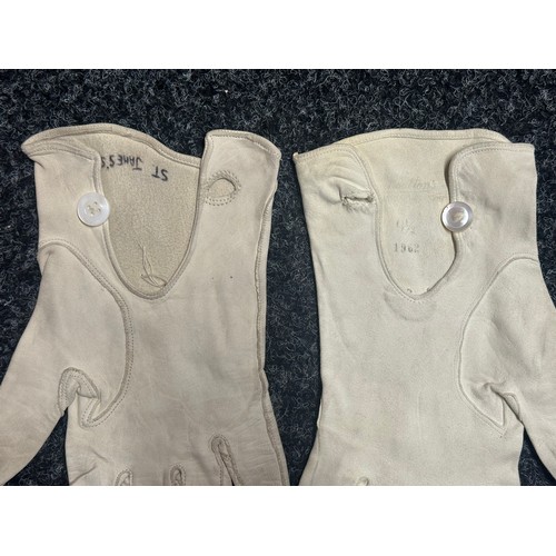 5286 - Two pairs of British Army White Full Dress Uniform Leather Gloves dated 1962 and 1963.