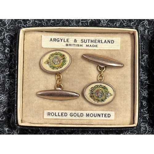 5290 - Rolled Gold Cuff Links Sets for the Highland Light Infantry and the Argyle & Sutherland Highlanders ... 