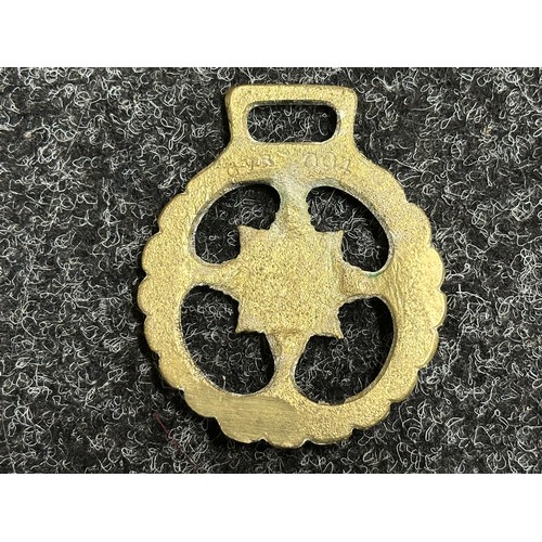 5298 - Three Brass Regimental Horse Brasses for KRRC, Irish Guards and 3rd Carabiniers each approx. 70mm in... 