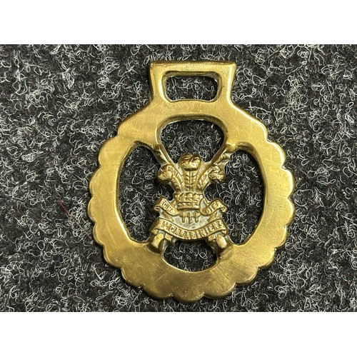 5298 - Three Brass Regimental Horse Brasses for KRRC, Irish Guards and 3rd Carabiniers each approx. 70mm in... 