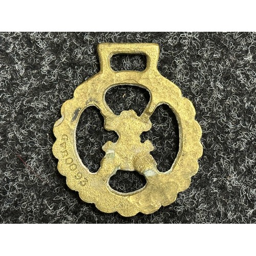 5298 - Three Brass Regimental Horse Brasses for KRRC, Irish Guards and 3rd Carabiniers each approx. 70mm in... 