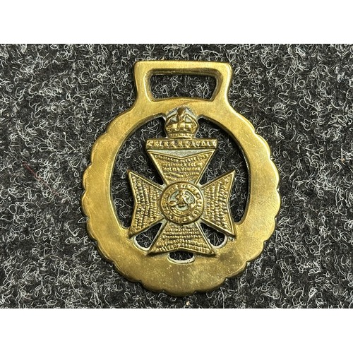 5298 - Three Brass Regimental Horse Brasses for KRRC, Irish Guards and 3rd Carabiniers each approx. 70mm in... 