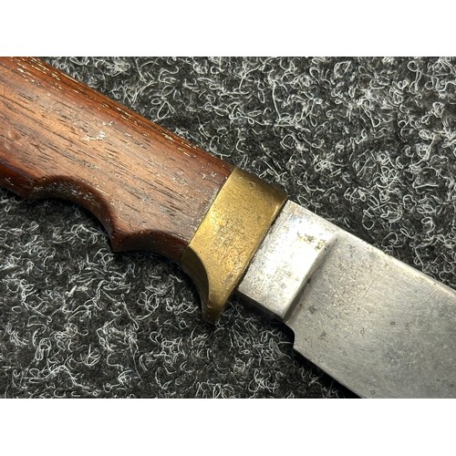 5314 - Bowie Knife with single edged blade 120mm in length. No makers mark. Brassfinger guard and pommel. W... 