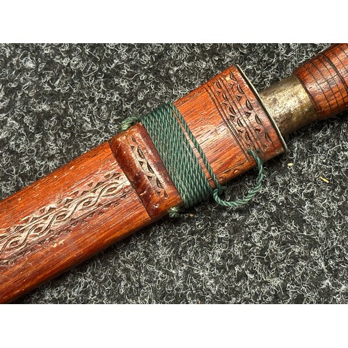 5319 - South East Asian Machete with single edged blade 458mm in length with etched decoration to both side... 