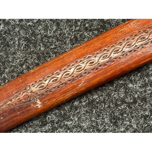 5319 - South East Asian Machete with single edged blade 458mm in length with etched decoration to both side... 