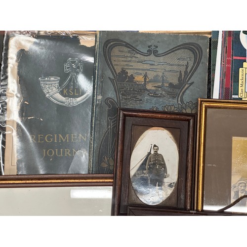 5326 - A quantity of photos, books and ephemera. Subjects include WW1 interest, WW1 Death Scroll in frame, ... 