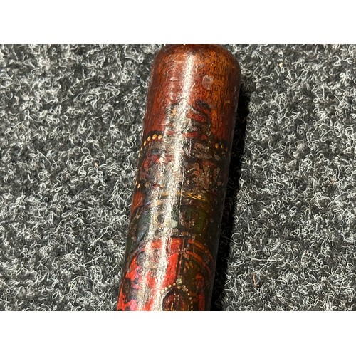 5330 - Victorian Police Truncheon with painted Royal Coat of Arms. Concentric ringed grip. Overall length 3... 