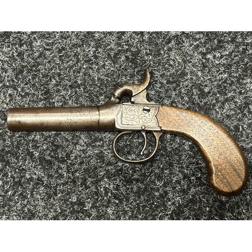 5350 - Percussion Cap Pocket Pistol by D Egg with 65mm long barrel, English proof marks, smooth bore approx... 