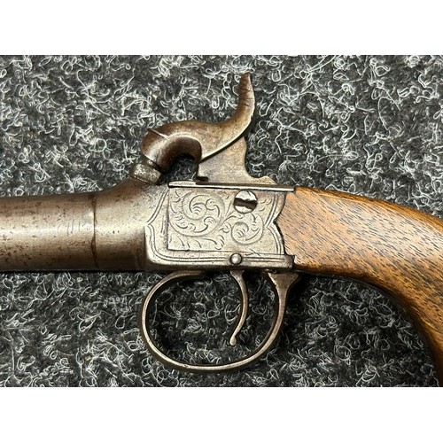 5350 - Percussion Cap Pocket Pistol by D Egg with 65mm long barrel, English proof marks, smooth bore approx... 