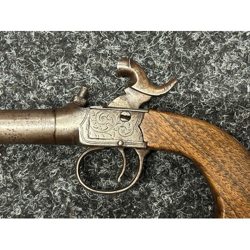 5350 - Percussion Cap Pocket Pistol by D Egg with 65mm long barrel, English proof marks, smooth bore approx... 