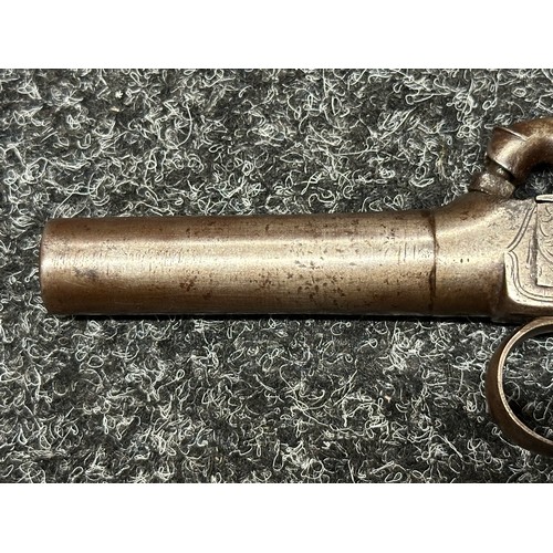 5350 - Percussion Cap Pocket Pistol by D Egg with 65mm long barrel, English proof marks, smooth bore approx... 