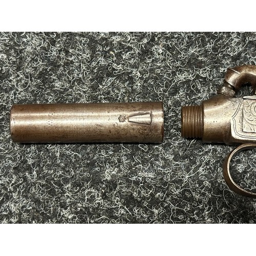 5350 - Percussion Cap Pocket Pistol by D Egg with 65mm long barrel, English proof marks, smooth bore approx... 