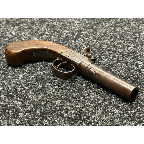 5350 - Percussion Cap Pocket Pistol by D Egg with 65mm long barrel, English proof marks, smooth bore approx... 