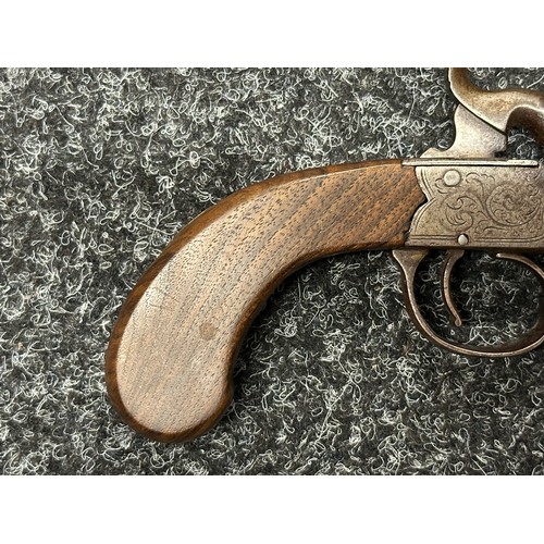 5350 - Percussion Cap Pocket Pistol by D Egg with 65mm long barrel, English proof marks, smooth bore approx... 