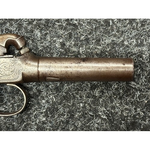 5350 - Percussion Cap Pocket Pistol by D Egg with 65mm long barrel, English proof marks, smooth bore approx... 