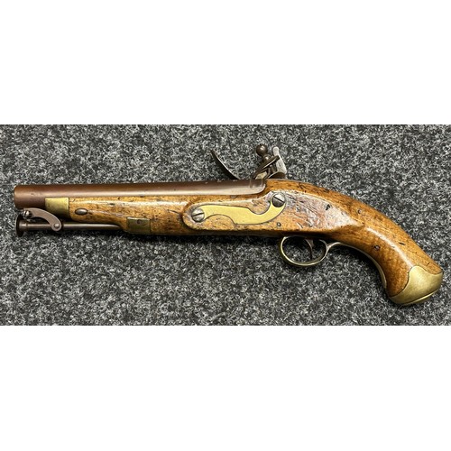 5352 - British Military Flintlock Pistol by Cutler with 210mm long barrel, bore approx. 16mm, English Proof... 