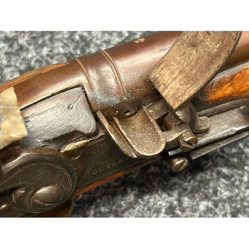 5352 - British Military Flintlock Pistol by Cutler with 210mm long barrel, bore approx. 16mm, English Proof... 