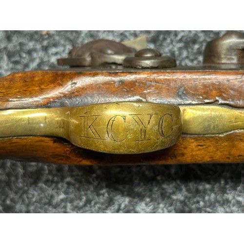 5352 - British Military Flintlock Pistol by Cutler with 210mm long barrel, bore approx. 16mm, English Proof... 