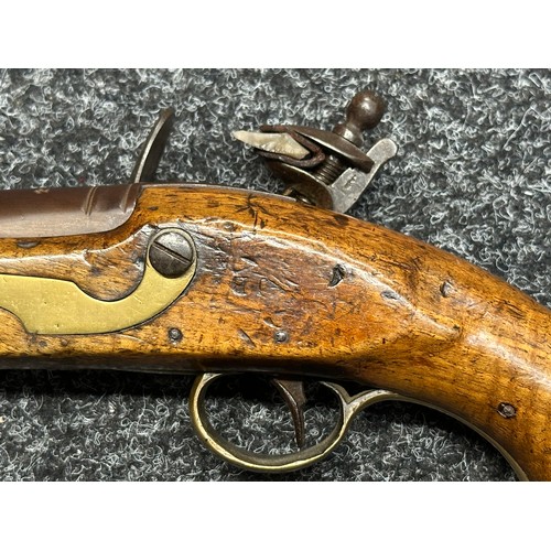 5352 - British Military Flintlock Pistol by Cutler with 210mm long barrel, bore approx. 16mm, English Proof... 