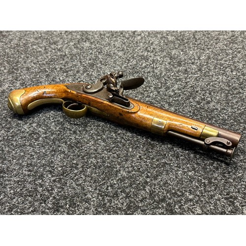 5352 - British Military Flintlock Pistol by Cutler with 210mm long barrel, bore approx. 16mm, English Proof... 