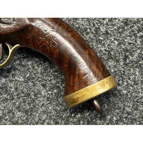 5354 - East India Company Percussion Cap Pistol with 225mm long smoothbore barrel, bore approx. 17mm. Lock ... 