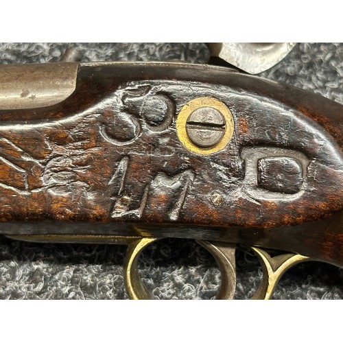 5354 - East India Company Percussion Cap Pistol with 225mm long smoothbore barrel, bore approx. 17mm. Lock ... 