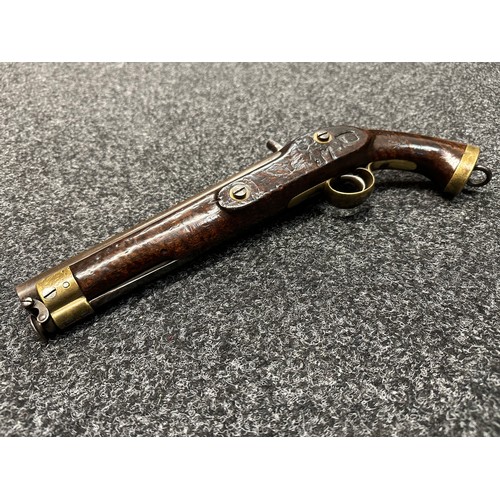 5354 - East India Company Percussion Cap Pistol with 225mm long smoothbore barrel, bore approx. 17mm. Lock ... 