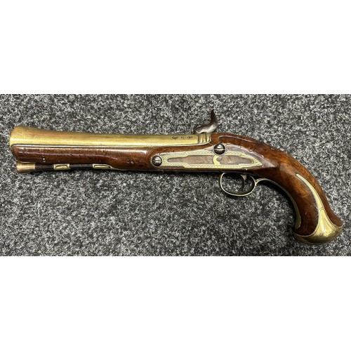 5355 - Percussion Cap Pistol Flintlock Conversion Blunderbuss Pistol by Ketland with brass barrel 190mm in ... 