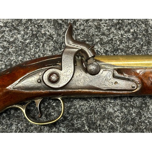 5355 - Percussion Cap Pistol Flintlock Conversion Blunderbuss Pistol by Ketland with brass barrel 190mm in ... 