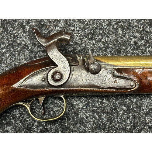 5355 - Percussion Cap Pistol Flintlock Conversion Blunderbuss Pistol by Ketland with brass barrel 190mm in ... 